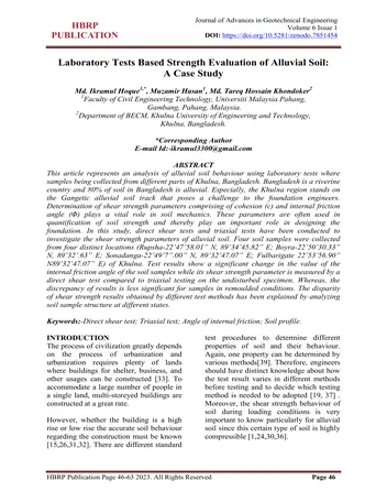 Más sobre Evaluación de la Resistencia Basada en Pruebas de Laboratorio de Suelo Aluvial: Un Caso de Estudio