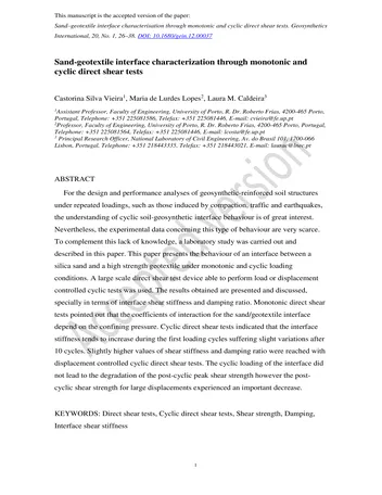 Más sobre Caracterización de la Interfaz Arena-geotextil a través de Pruebas Monotónicas y Cíclicas